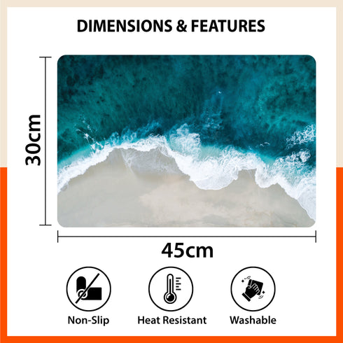 Polypropylene Table Mats & Coasters for Dining Table at Home (Emerald Sea - Set of 6)